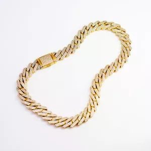 NXS Yellow Gold Plated Stainless Steel Iced Men's Chain 46cm #64986 - Picture 1 of 6