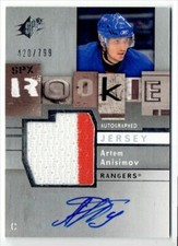 2009-10 SPX ARTEM ANISIMOV ROOKIE AUTO JERSEY 2 COLORS 420/799 NEW YORK RANGERS