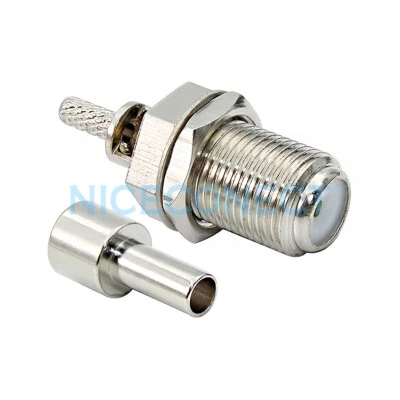 10x F Jack Female Bulkhead Nut Connector Crimp For RG179 RG316 RG174 RG178 Cable - Image 1 of 3