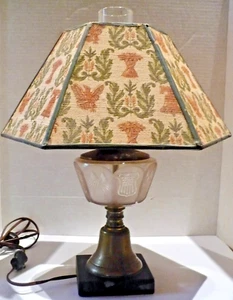 1860’s Civil War Era Shield Flags EAPG Slate Base Kerosene oil Electrified Lamp - Picture 1 of 22