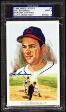 1989 Perez Steele Celebration Lou Boudreau Signed Postcard Grade MINT 9 PSADNA