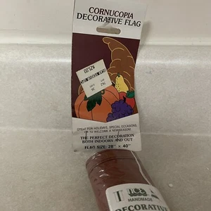 VTG Cornucopia Fall Thanksgiving Autumn Yard Garden Flag Banner NEW NOS 28"x40" - Picture 1 of 3