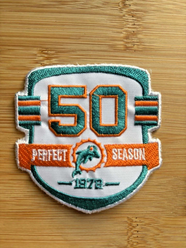 Вышитая нашивка Miami Dolphins Perfect Season 50th Anniversary бесплатная доставка - Изображение 1 из 4