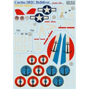 Curtiss SB2C Helldiver Decals 1:48 Print Scale 48-137 for Aircraft model kit - Picture 1 of 4