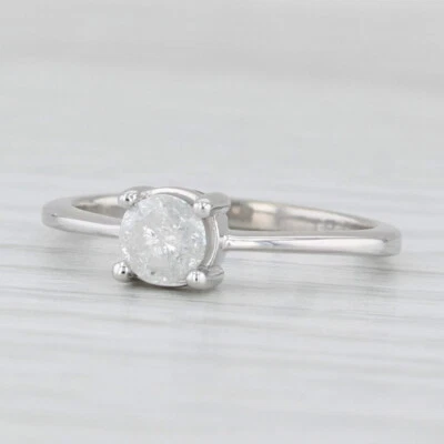 Anillo de compromiso solitario de diamantes redondos de 0,45 quilates de oro de 10 k talla 5 Jacque Christie certificado de autenticidad Foto 1 de 4