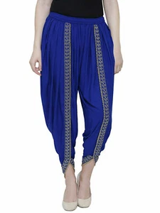 Indian Traditional Regular Fit Dhoti Pant Free Size Color Royal Blue For Women - Picture 1 of 7