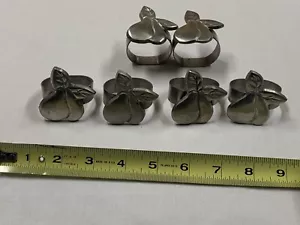 (6) Vintage Pear Fruit Shaped Pewter ? Metal Napkin Rings Farm House Decor - Picture 1 of 6