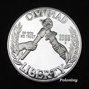 1988-S SILVER COMMEMORATIVE ONE DOLLAR COIN SEOUL 1988 SUMMER OLYMPICS Ag - Picture 1 of 2