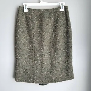 Falda Lápiz Valentino Spa Lana Tweed Verde y Tostado Talla 6 - Imagen 1 de 8