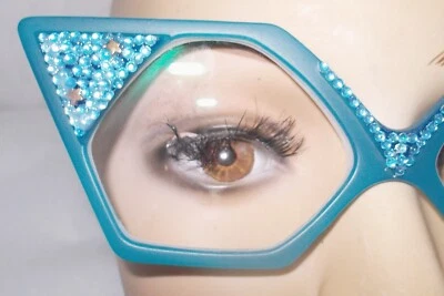 ÓCULOS DE LEITURA BOUTIQUE EXCLUSIVO STRASS 2,50 AZUL-PETRÓLEO CATEYE FRETE GRÁTIS EUA - Imagem 1 de 4