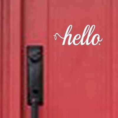 Hello 门牌乙烯基贴花用于窗户墙壁或门廊装饰欢迎客人 — 第 1/4 张图片