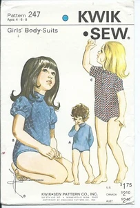 KWIK*SEW 247 sewing pattern BODY-SUITS in 3 sweet designs Girl sizes 4-6-8 UNCUT - Picture 1 of 1