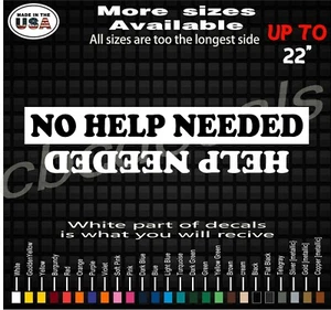 No Help Needed 4X4 RZR Decal side by side Truck Decals ATV MUD - Picture 1 of 2