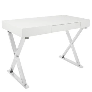 【US】Luster Contemporary Desk in White by LumiSource - Picture 1 of 6
