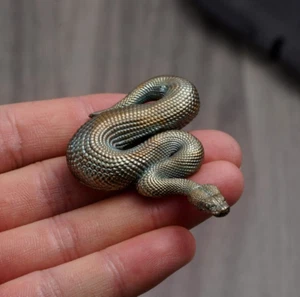 Heat Coloring Python Bronze Figurine, Unique Snake Decor, Collectible Miniature - Picture 1 of 10