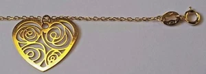 9ct Yellow Gold Filigree Heart Ladies Bracelet 0.64g NEW Wife Mum Xmas Present - Imagen 1 de 9