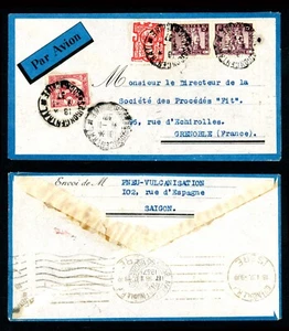 Indochina Saigon, Zentralvietnam Brief nach Grenole, Frankreich über Marseille (L1176) - Bild 1 von 3