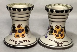Set of 2 Vintage Hand Painted Candle Holders Portugal 2 3/4" - Picture 1 of 5