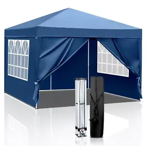 3x3M Heavy Duty Gazebo Marquee Pop-up Waterproof Garden Party Tent w/Sides Blue - Picture 1 of 10