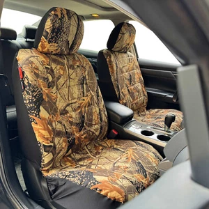For Chevy Silverado 5500 2007-on Yellow Leaves Camo Front Car Seat Covers 2pcs - Picture 1 of 6