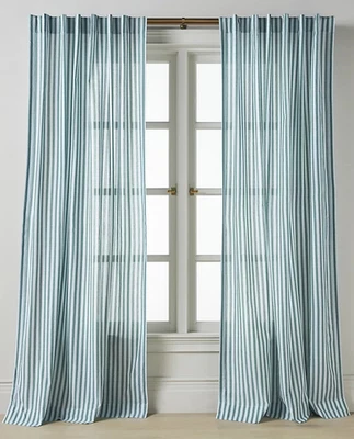 Nuevo Panel Cortina Anthropologie Solenne Tejido Festoneado Rayas Verde 96 x 50 Foto 1 de 3