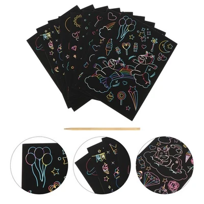1 Set of Kids Scratch Painting Cards Scratching Painting Paper DIY Graffiti Tool - image 1 of 4