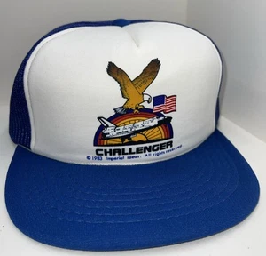Vintage 1983 Challenger Space Shuttle Adler amerikanische Flagge Seil Netz Druckknopflasche - Bild 1 von 11