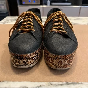Zapatillas con plataforma de piel de serpiente Superga (pintadas a medida), talla 11 para mujer - Imagen 1 de 11
