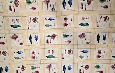 5th Avenue Designs Floral Leaf Squares Scotchgard Upholstery Fabric 6.3yds x 56 - Image 1 of 3