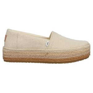 TOMS Women's Valencia Canvas Platform Loafers, Natural Size 11M - Picture 1 of 4