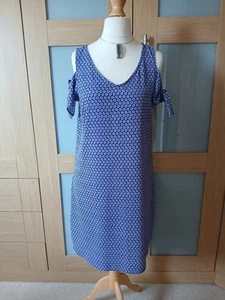 In Extenso Ladies Blue/Pink Dress with Cold Shoulder Tie Sleeves - Size 12 (40) - Picture 1 of 10