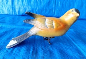 Estatuilla de pájaro con clip vintage de cerámica amarilla, negra, naranja NORCREST - Japón - Imagen 1 de 8