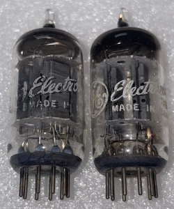 Paar GE 12AX7 Vakuumröhren graue Platte O-Getter TV7 getestet stark  - Bild 1 von 3