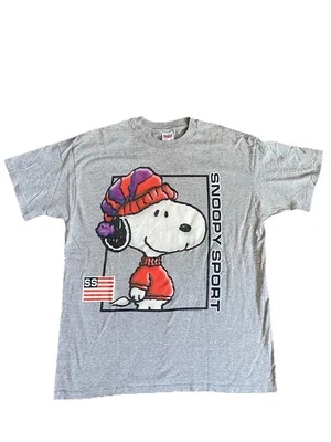 Vintage Snoopy Sport Peanuts T-Shirt XL Gray 1971 Anvil Single Stitch - Image 1 of 4