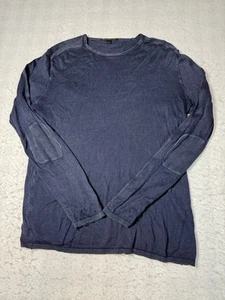 John Varvatos Distressed marineblau gerippt Schulter Ellenbogen Patch Pullover Herren Large - Bild 1 von 9
