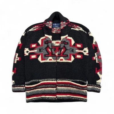 Vtg Ralph Lauren Southwestern Cardigan Sweater Navajo Overcoat Hand Knit Sz L - Image 1 of 4