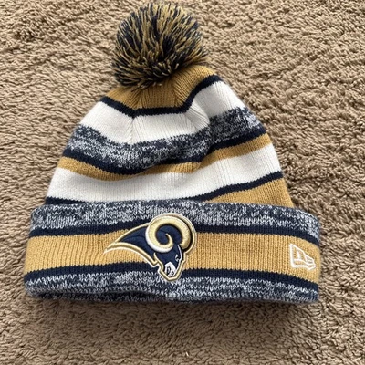 Gorro Los Angeles Rams New Era tejido polar forrado gorra pompón OSFM NFL Foto 1 de 4