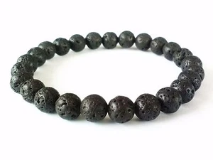 Armband elastisches Lavastein Perlen 8mm Accessoire halbedelstein Bracelet biker - Bild 1 von 1