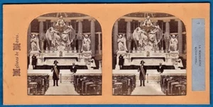 salt print tinted tissue stereoview photo La Madeleine Paris France stereo 1858 - Picture 1 of 1