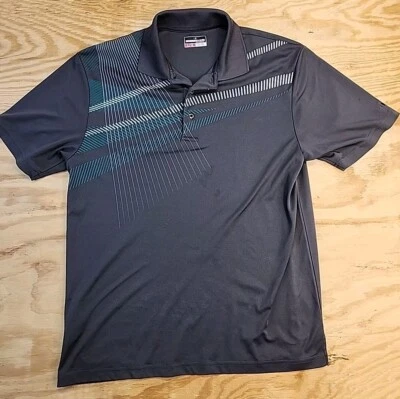 Grand Slam Gray Geometric Golf Polo Shirt Mens Large Lightweight Polyester - Image 1 of 4
