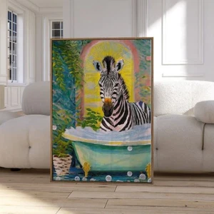 Stampa bagno zebrata arte da parete carino eccentrico bagno decorazione casa divertente galleria 2464 - Foto 1 di 4