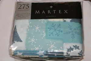 Vintage Martex SNOW DAZE Snowflake Winter Scene KING Deep Pocket Sheet Set - NIP - Picture 1 of 3
