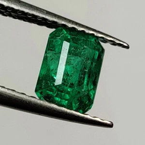 1,18 ct - Sambischer natürlicher Smaragd Achteckschliff dunkelgrüner Glanz Edelstein - 6157 - Bild 1 von 2