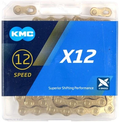 KMC X12 Gold Ti-N 12-Speed Bike Chain 126L fits SRAM GX NX Eagle 12sp Road / MTB - Image 1 of 3
