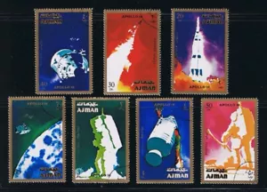 Space Apollo 16 Flight Blast-off, Capsule Moon, full Set of 7, Ajman - Picture 1 of 1