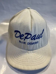 Vintage DePaul Blue Demons Single Line Script USA Snapback Hat Vtg Trucker Cap - Picture 1 of 14