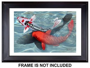 18"x12" Koi Fish Giclée Print KARASU KOI SHADOW from Original Digital Painting - Picture 1 of 3