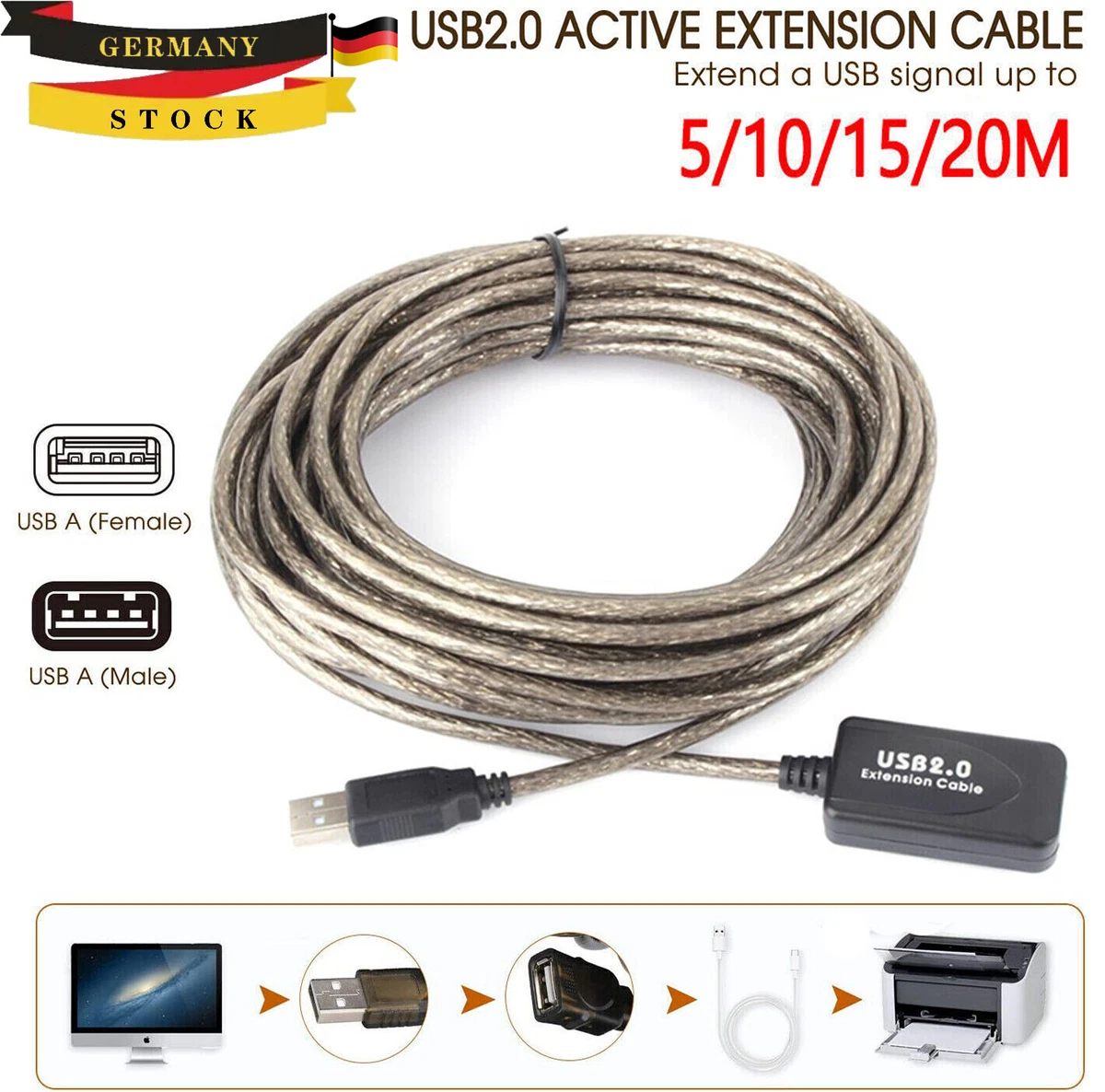 InLine USB 3.0 Aktiv-Verlängerung 10m – Stecker A Auf Buchse A, Schwarz, Für Optimale Datenübertragung Bis 5 Gbit/s