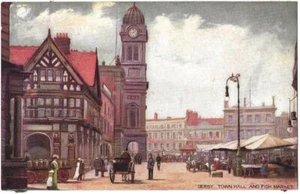 ALTE POSTKARTE - DERBY RATHAUS & FISCHMARKT, TUCKS POSTKARTE, VEREINIGTES KÖNIGREICH - Bild 1 von 1
