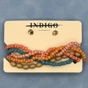 Indigo Authority Monarch Pastell Lagenlook Armband und Ohrring Set Neu mit Etikett - Bild 1 von 6